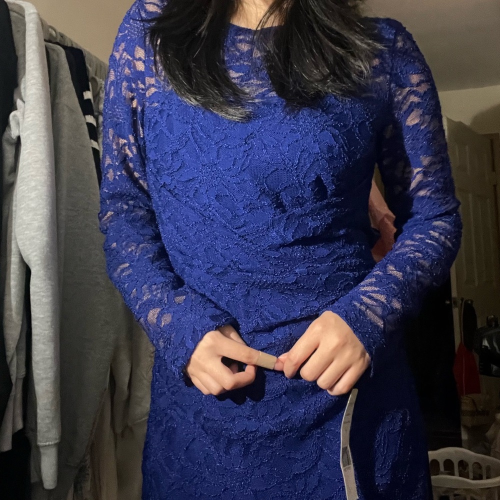 ralph lauren blue draped lace dress new with tags size 4